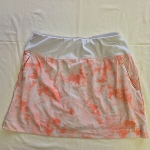Athletic Skirt Tie Dye Print White Waistband Pockets Women's Size L